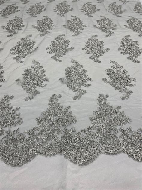 Silver Metallic Lace Fabric 